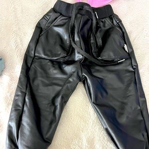 Baby toddler faux leather pants w inner fleece